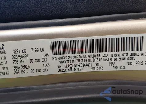 2014 Dodge Durango Limited from USA, damaged, VIN 1C4SDHDTXEC344411